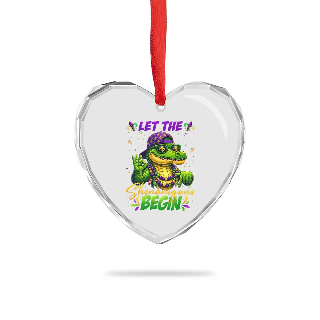 Let The Shenanigans Begin Mardi Gras 67 Meme Heart Crystal Glass Ornament Funny Alligator Mardigator Six Seven TS11 Print Your Wear