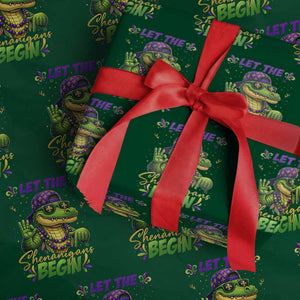 Let The Shenanigans Begin Mardi Gras 67 Meme Wrapping Paper Roll Funny Alligator Mardigator Six Seven TS11 Green Print Your Wear