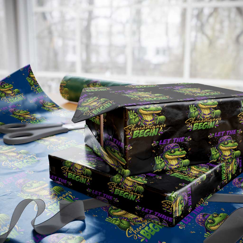 Let The Shenanigans Begin Mardi Gras 67 Meme Wrapping Paper Roll Funny Alligator Mardigator Six Seven TS11 Black Print Your Wear