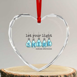 Let Your Light Shine Autism Awareness Heart Crystal Glass Ornament Light Bulb Autism Acceptance TS11 Transparent Glass 3'' Heart Print Your Wear