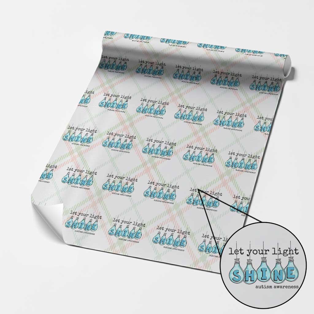 Let Your Light Shine Autism Awareness Wrapping Paper Roll Light Bulb Autism Acceptance TS11 Christmas Plaid Print Your Wear