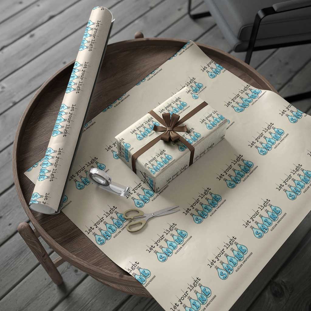 Let Your Light Shine Autism Awareness Wrapping Paper Roll Light Bulb Autism Acceptance TS11 Beige Print Your Wear