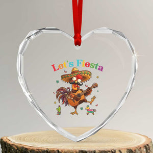 Lets Fiesta Cinco de May Heart Crystal Glass Ornament Funny Chicken Playing Guitar TS12 Transparent Glass 3'' Heart Print Your Wear