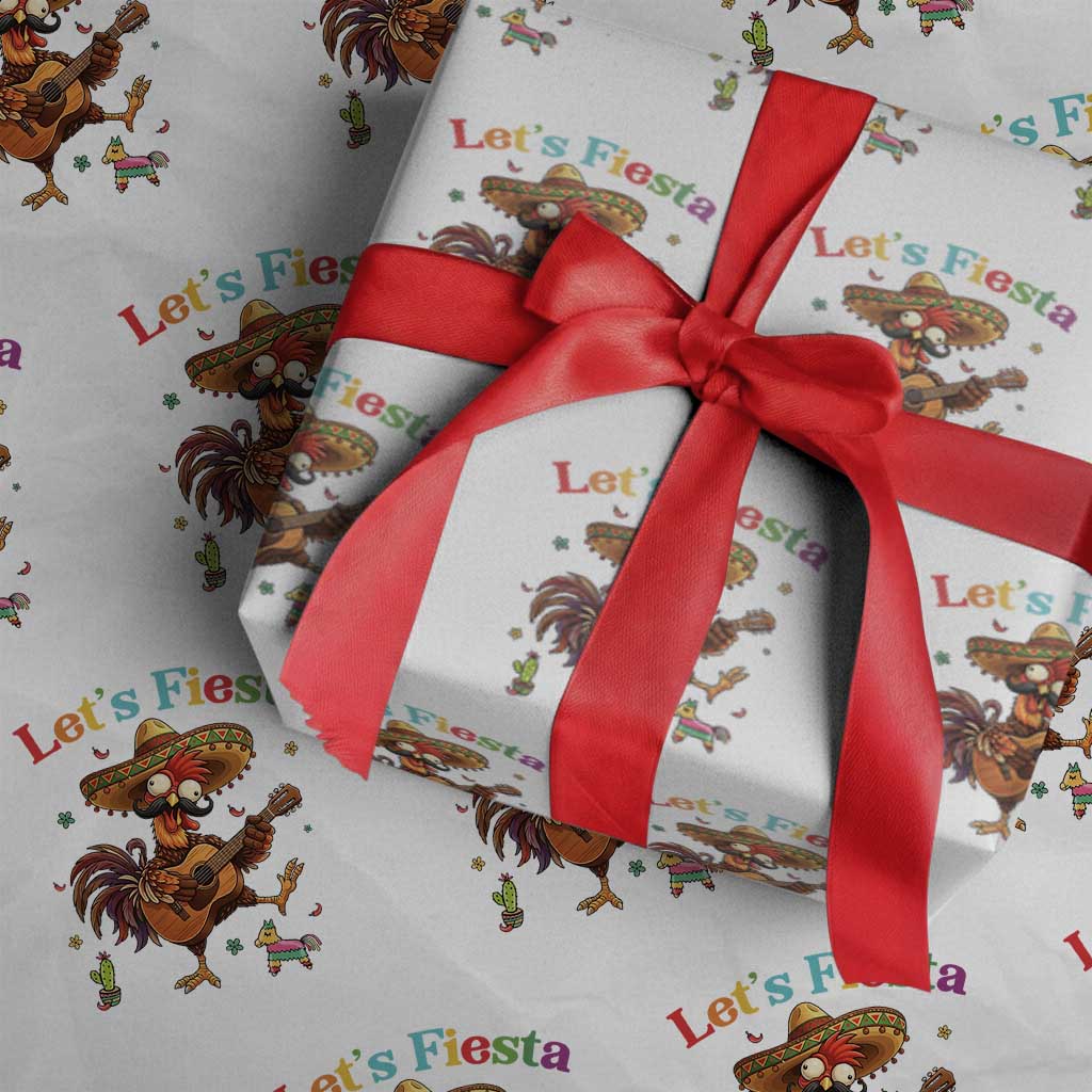 Lets Fiesta Cinco de May Wrapping Paper Roll Funny Chicken Playing Guitar TS12 White Print Your Wear