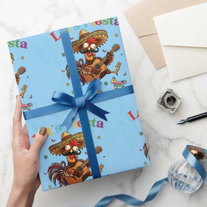 Lets Fiesta Cinco de May Wrapping Paper Roll Funny Chicken Playing Guitar TS12 Light Blue Print Your Wear
