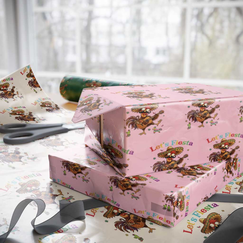 Lets Fiesta Cinco de May Wrapping Paper Roll Funny Chicken Playing Guitar TS12 Light Pink Print Your Wear