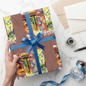 Lets Fiesta Wrapping Paper Roll Funny Cinco De Mayo Party Celebration TS12 Mocha Print Your Wear