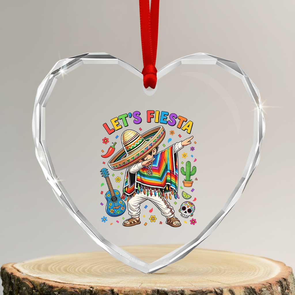 Lets Fiesta Heart Crystal Glass Ornament Funny Dabbing Boy Cinco De Mayo Fiesta TS14 Transparent Glass 3'' Heart Print Your Wear