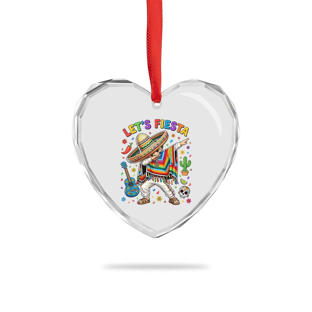 Lets Fiesta Heart Crystal Glass Ornament Funny Dabbing Boy Cinco De Mayo Fiesta TS14 Print Your Wear