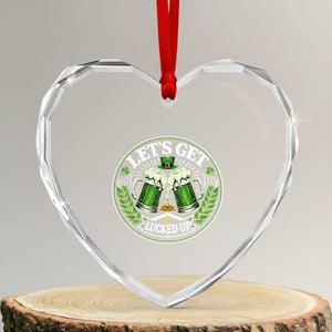 Lets Get Lucked Up Heart Crystal Glass Ornament Funny Saint Patricks Day Lucky Drinking TS12 Transparent Glass 3'' Heart Print Your Wear