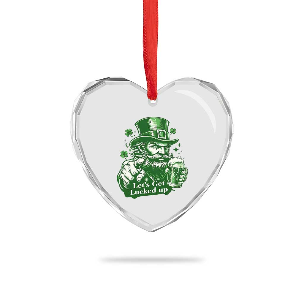 Lets Get Lucked Up Heart Crystal Glass Ornament St Patricks Day Party Humor TS12 Print Your Wear