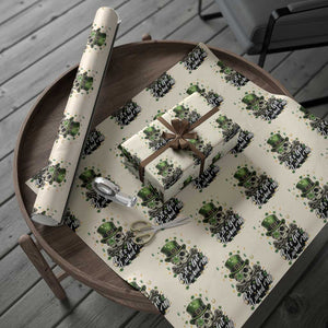 Lets Get Lucked Up Wrapping Paper Roll Lucky Skeleton St Patricks Day TS12 Beige Print Your Wear