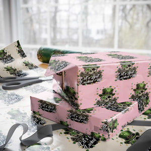 Lets Get Lucked Up Wrapping Paper Roll Lucky Skeleton St Patricks Day TS12 Light Pink Print Your Wear