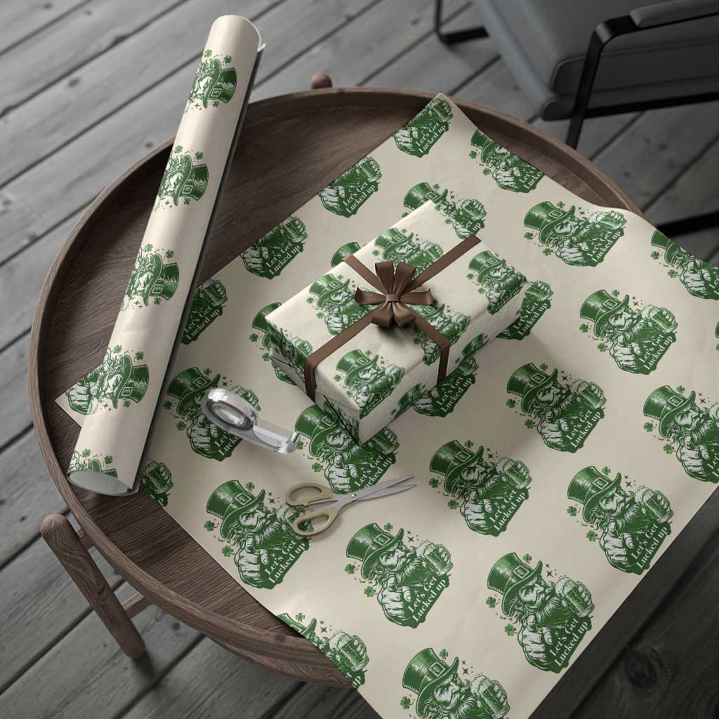 Lets Get Lucked Up Wrapping Paper Roll St Patricks Day Party Humor TS12 Beige Print Your Wear