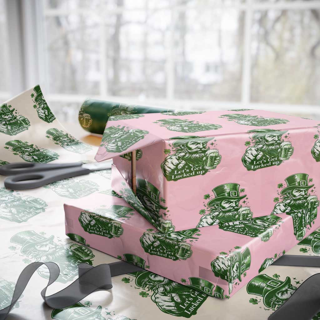 Lets Get Lucked Up Wrapping Paper Roll St Patricks Day Party Humor TS12 Light Pink Print Your Wear