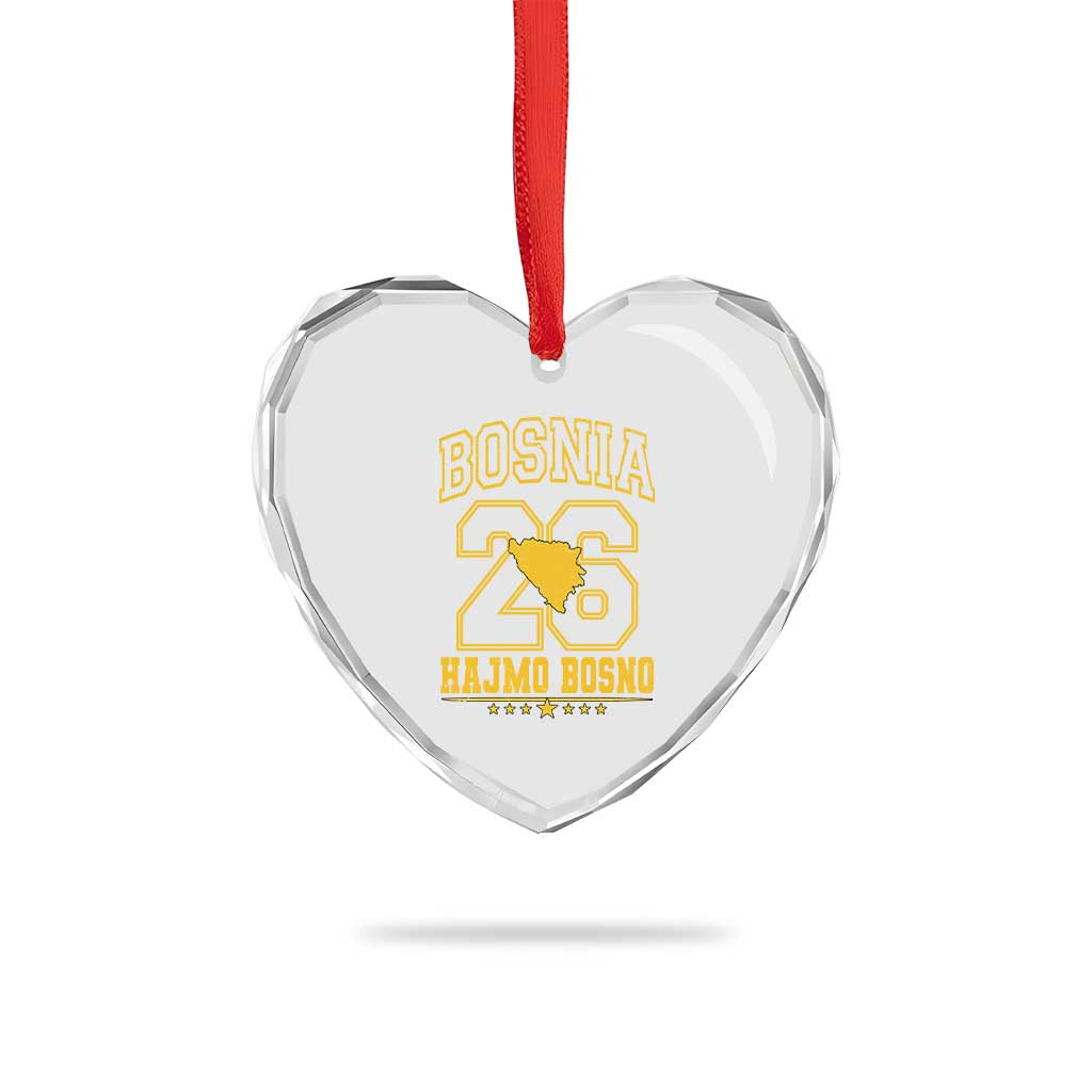 Lets Go Bosnia 2026 Hajmo Bosno Vintage Varsity Sports Style Heart Crystal Glass Ornament Bosnia Herzegovina Map Soccer Lover Football Fan TS02 Print Your Wear