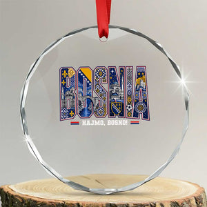 Lets Go Bosnia Heritage Hajmo Bosno Cultural Mosaic Pattern Crystal Glass Ornament Bosnia Herzegovina Map Soccer Lover Football Fan