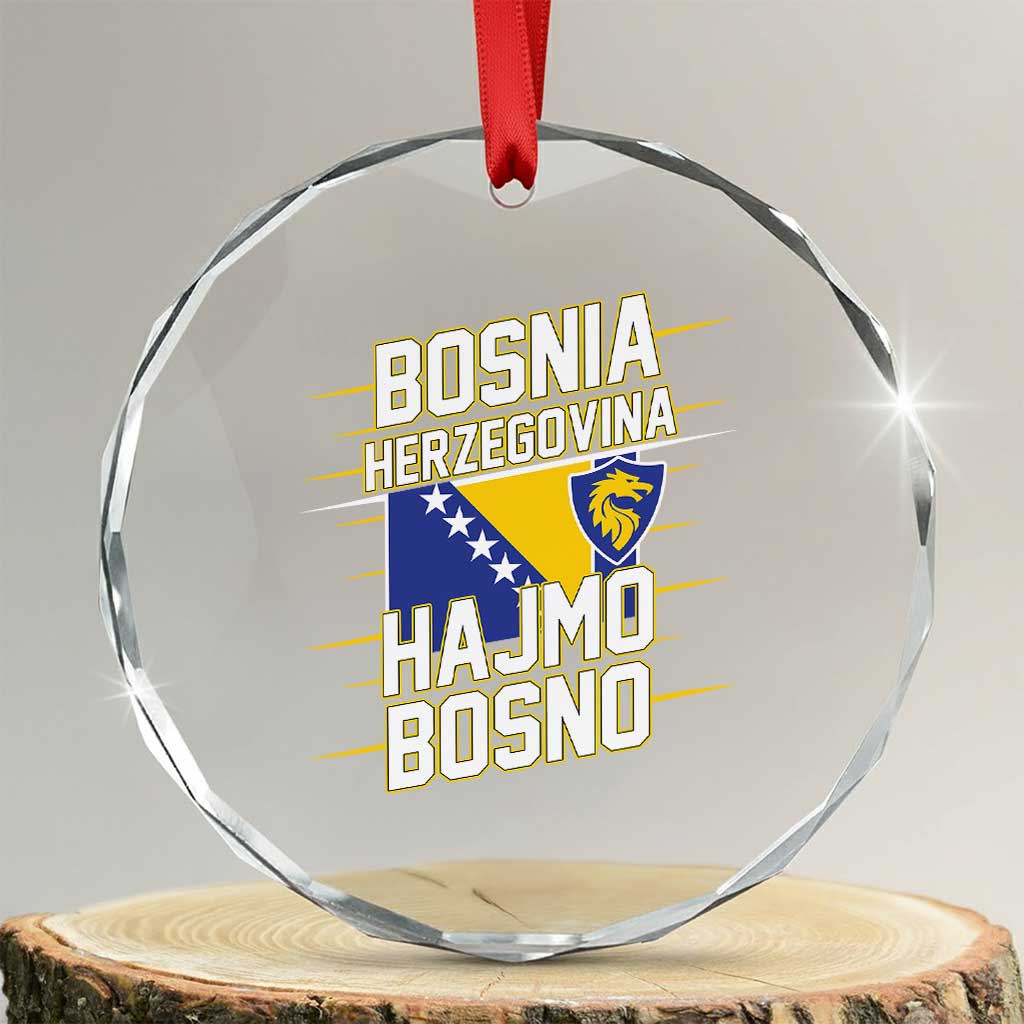 Lets Go Bosnia Herzegovina Hajmo Bosno Dragon Shield Crystal Glass Ornament Soccer Team Pride Football Fan Heritage