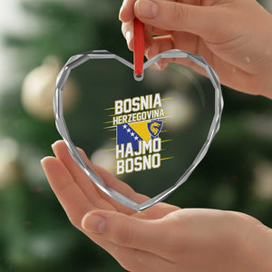 Lets Go Bosnia Herzegovina Hajmo Bosno Dragon Shield Heart Crystal Glass Ornament Soccer Team Pride Football Fan Heritage