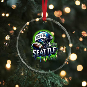 Lets Go Seattle Athletic Helmet Dripping Style Graphic Crystal Glass Ornament Game Day Sports Fan