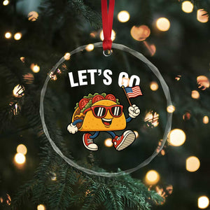 Lets Go Taco Patriotic Crystal Glass Ornament Funny 4th of July Food Humor TS02 Print Your Wear