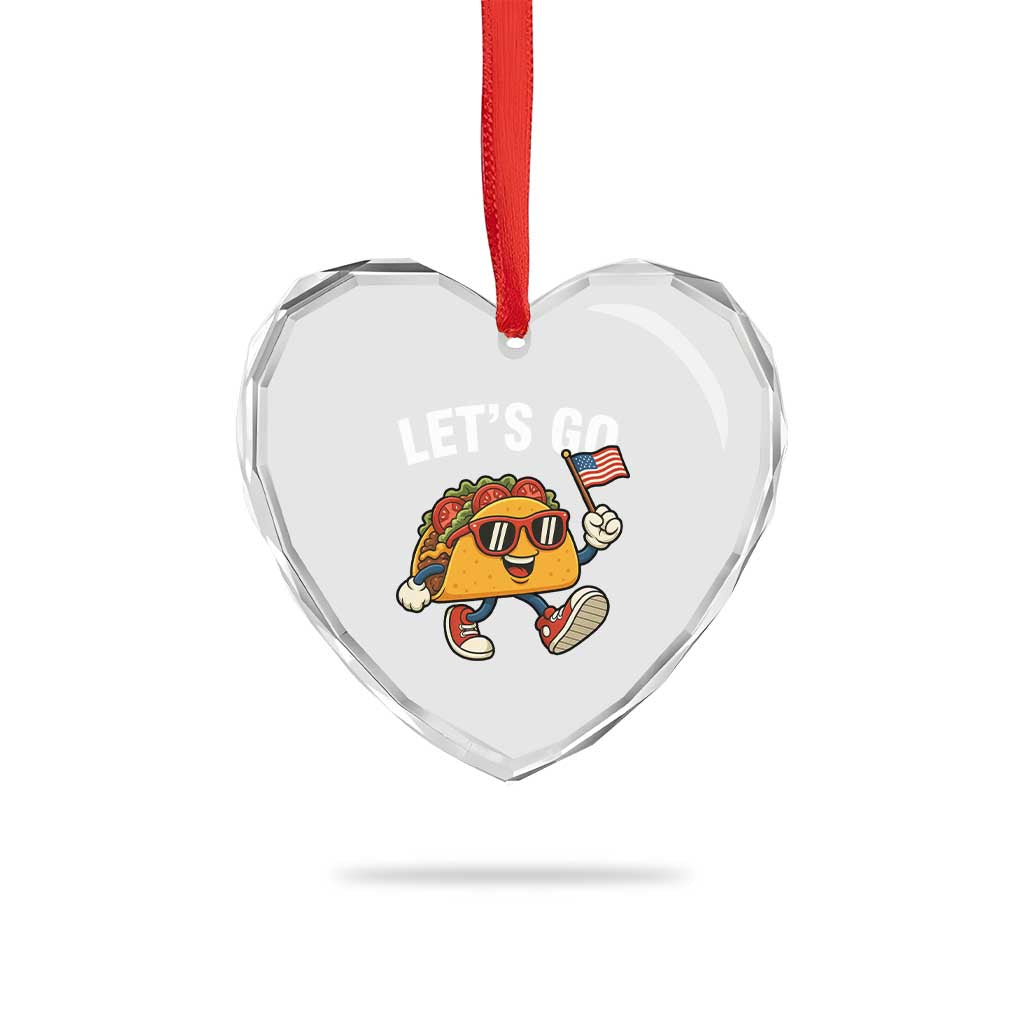 Lets Go Taco Patriotic Heart Crystal Glass Ornament Funny 4th of July Food Humor TS02 Print Your Wear