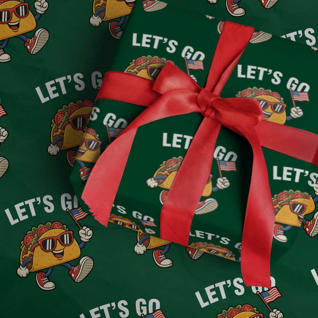 Lets Go Taco Patriotic Wrapping Paper Roll Funny 4th of July Food Humor TS02 Green Print Your Wear