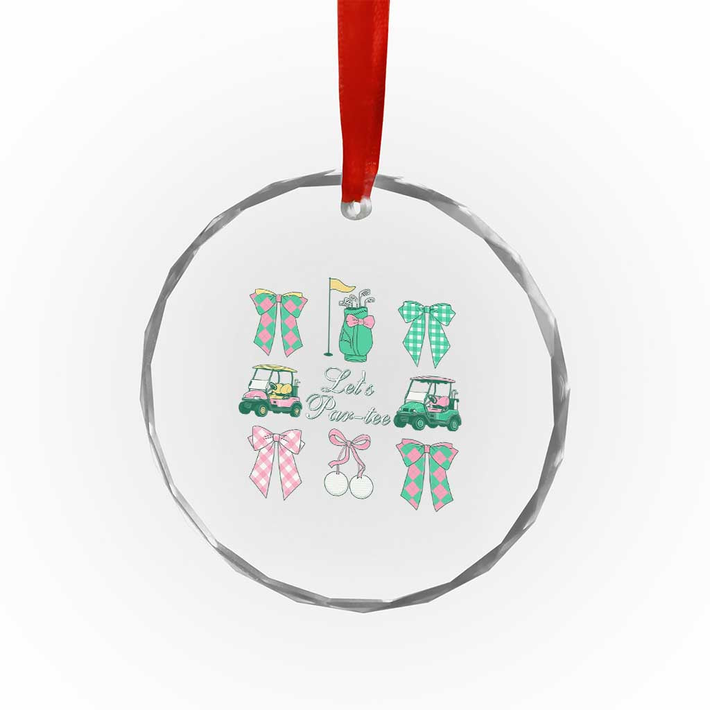 Lets Par-tee Coquette Golf Bows Crystal Glass Ornament Preppy Pink and Green Golf Cart n Bag Golfing Lover Club TS02 Print Your Wear