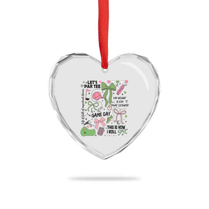 Lets Par-tee Coquette Golf Bows Heart Crystal Glass Ornament Pink and Green Gear Girls Game Day Golfing Tradition TS02 Print Your Wear