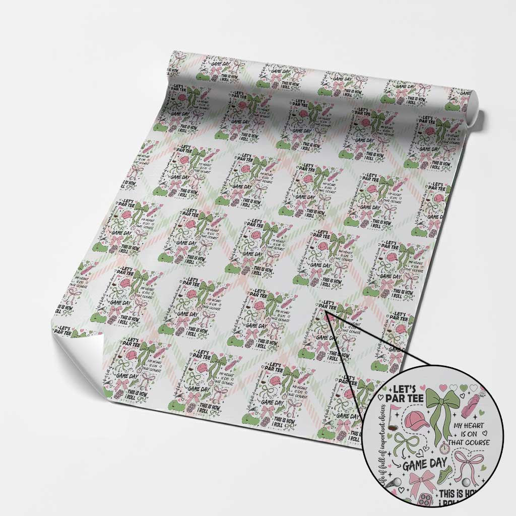 Lets Par-tee Coquette Golf Bows Wrapping Paper Roll Pink and Green Gear Girls Game Day Golfing Tradition TS02 Christmas Plaid Print Your Wear