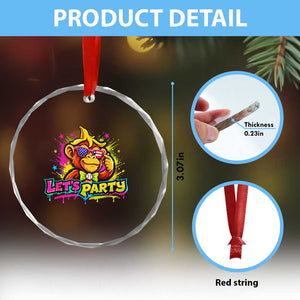Lets Party Baseball Monkey Colorful Graphic Crystal Glass Ornament American Flag Game Day Fans Ball Party Vibes TS02 Print Your Wear