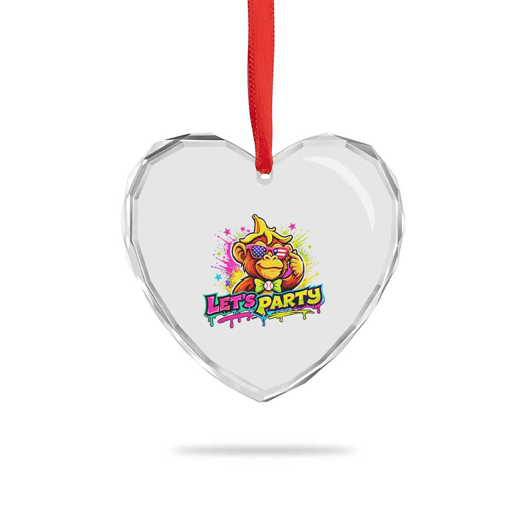 Lets Party Baseball Monkey Colorful Graphic Heart Crystal Glass Ornament American Flag Game Day Fans Ball Party Vibes TS02 Print Your Wear