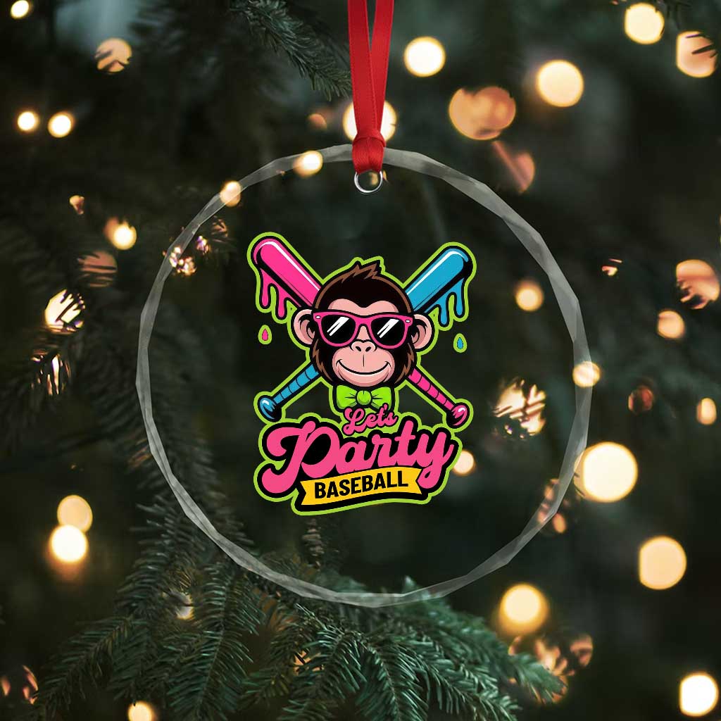 Lets Party Baseball Monkey Game Day Crystal Glass Ornament Neon Dripping Bats Funny Baseball Fan Party Ball TS02 Print Your Wear