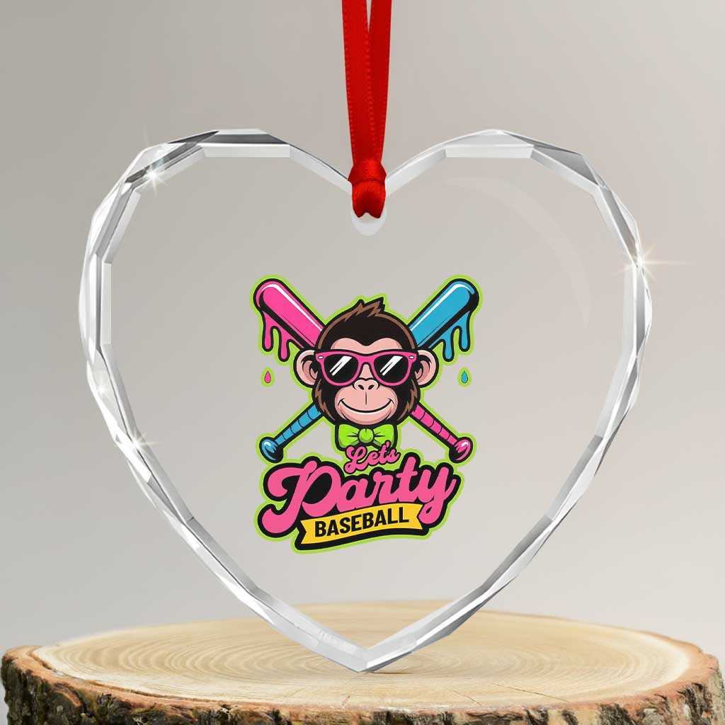Lets Party Baseball Monkey Game Day Heart Crystal Glass Ornament Neon Dripping Bats Funny Baseball Fan Party Ball TS02 Transparent Glass 3'' Heart Print Your Wear