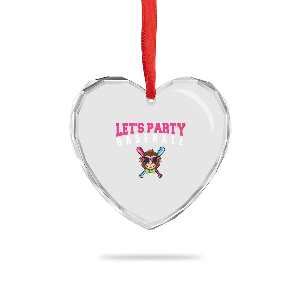 Let's Party Baseball Monkey Heart Crystal Glass Ornament Ball Party Game Day Vibes TS02 Print Your Wear