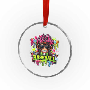 Lets Party Baseball Monkey Neon Dripping Graphic Crystal Glass Ornament Funny Ball Party Game Day Fans TS02 Print Your Wear