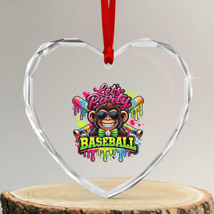 Lets Party Baseball Monkey Neon Dripping Graphic Heart Crystal Glass Ornament Funny Ball Party Game Day Fans TS02 Transparent Glass 3'' Heart Print Your Wear