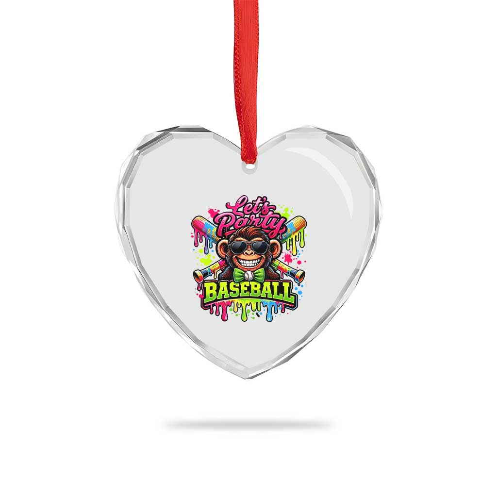 Lets Party Baseball Monkey Neon Dripping Graphic Heart Crystal Glass Ornament Funny Ball Party Game Day Fans TS02 Print Your Wear