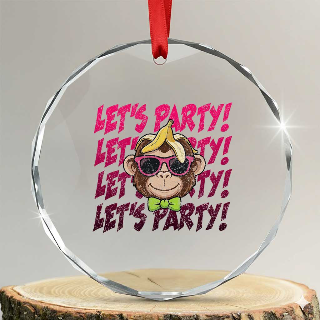 Lets Party Monkey Baseball Crystal Glass Ornament Funny Ball Party Game Day Fans TS02 Transparent Glass 3'' Circle Print Your Wear