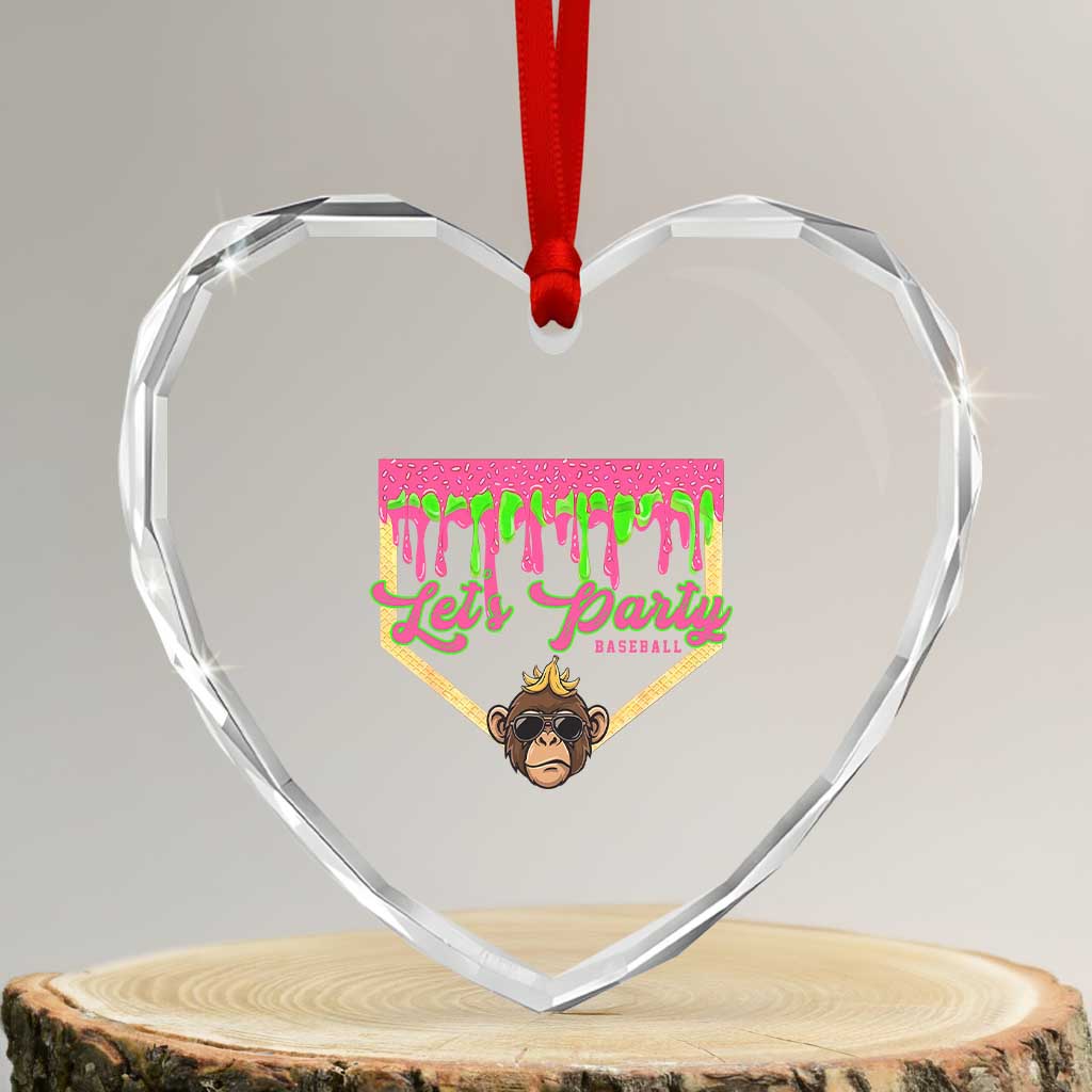 Lets Party Monkey Baseball Game Day Heart Crystal Glass Ornament Neon Dripping Homeplate Funny Ball Party Fans TS02 Transparent Glass 3'' Heart Print Your Wear