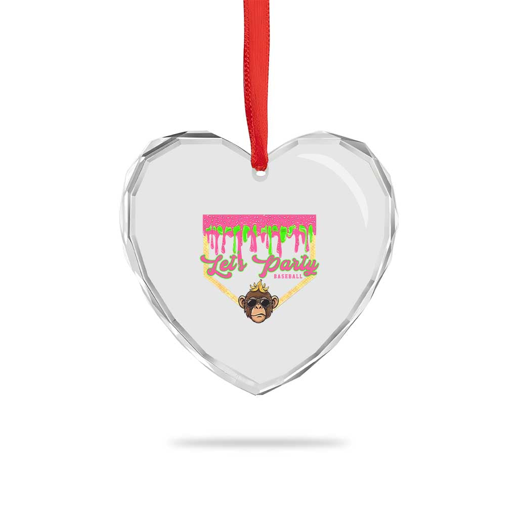 Lets Party Monkey Baseball Game Day Heart Crystal Glass Ornament Neon Dripping Homeplate Funny Ball Party Fans TS02 Print Your Wear