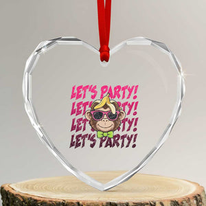 Lets Party Monkey Baseball Heart Crystal Glass Ornament Funny Ball Party Game Day Fans TS02 Transparent Glass 3'' Heart Print Your Wear