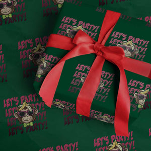 Lets Party Monkey Baseball Wrapping Paper Roll Funny Ball Party Game Day Fans TS02 Green Print Your Wear