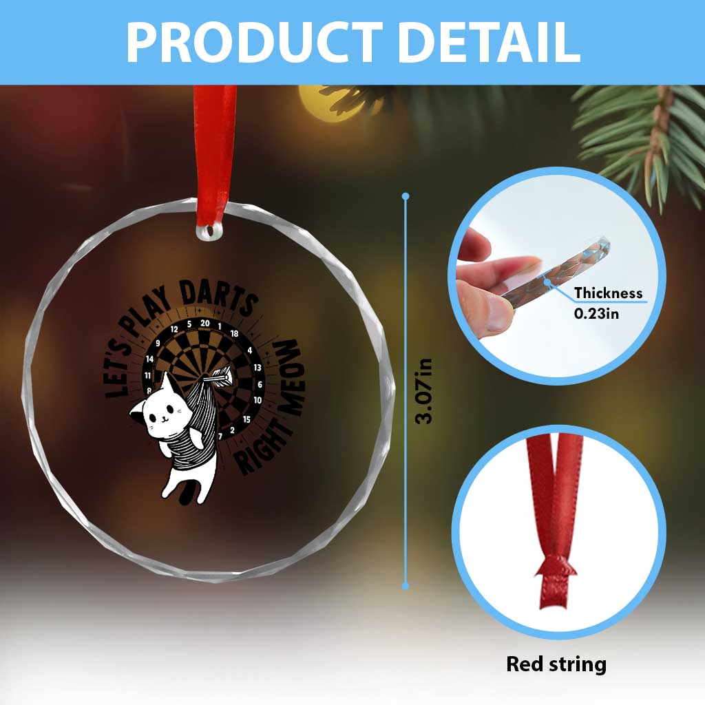 Lets Play Darts Right Meow Crystal Glass Ornament Cute Cat Dart Player Pub Game Gift TS12 Print Your Wear