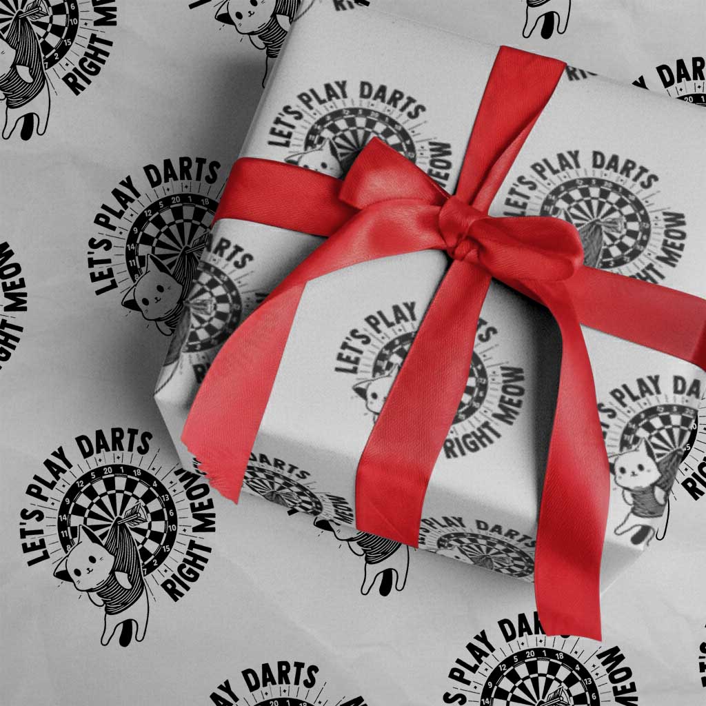 Lets Play Darts Right Meow Wrapping Paper Roll Cute Cat Dart Player Pub Game Gift TS12 White Print Your Wear