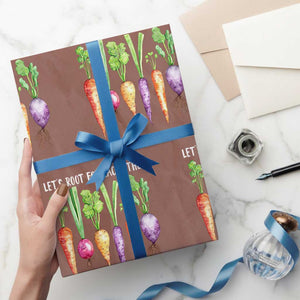 Let's Roots For Each Other Vegetable Wrapping Paper Roll Motivational TS10 Mocha Print Your Wear