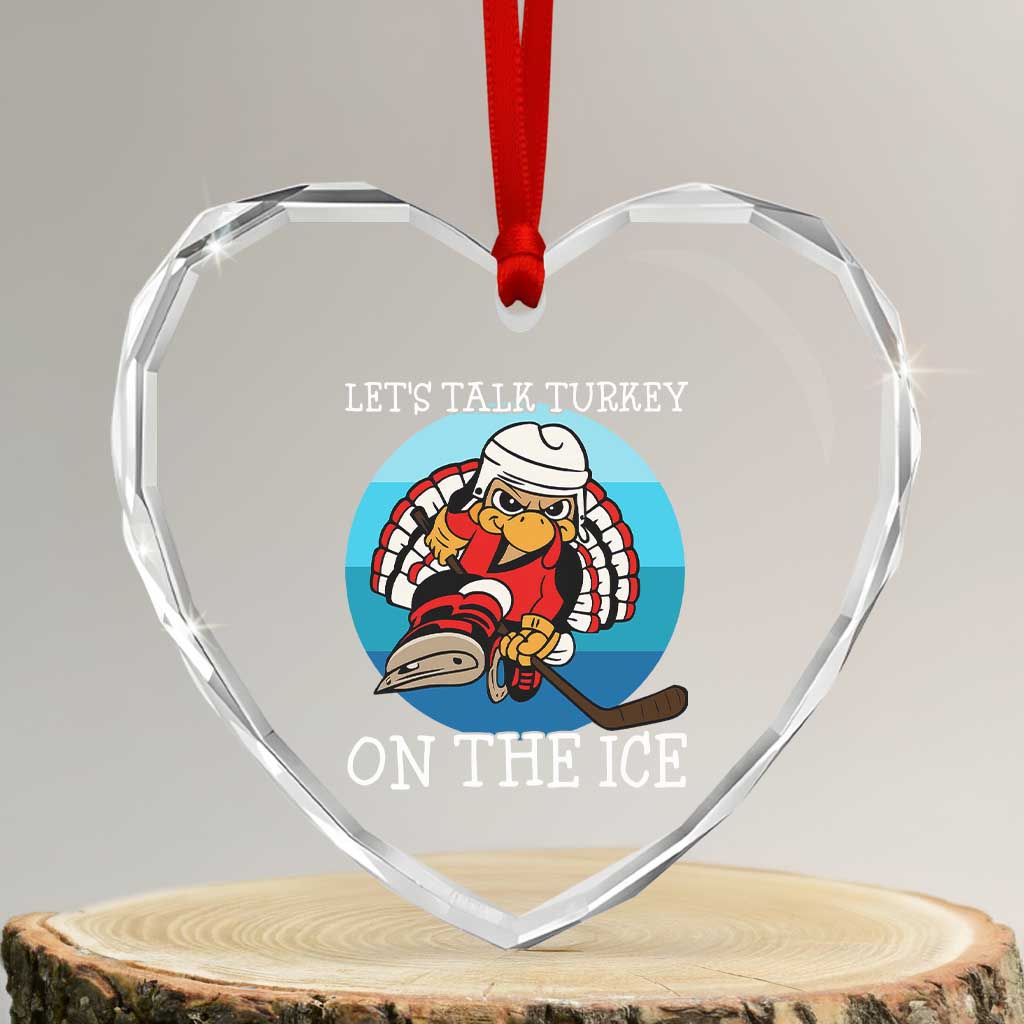 Lets Talk Turkey On The Ice Heart Crystal Glass Ornament Retro Ocean Blue Ice Hockey Gift TS12 Transparent Glass 3'' Heart Print Your Wear