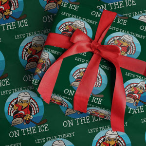 Lets Talk Turkey On The Ice Wrapping Paper Roll Retro Ocean Blue Ice Hockey Gift TS12 Green Print Your Wear