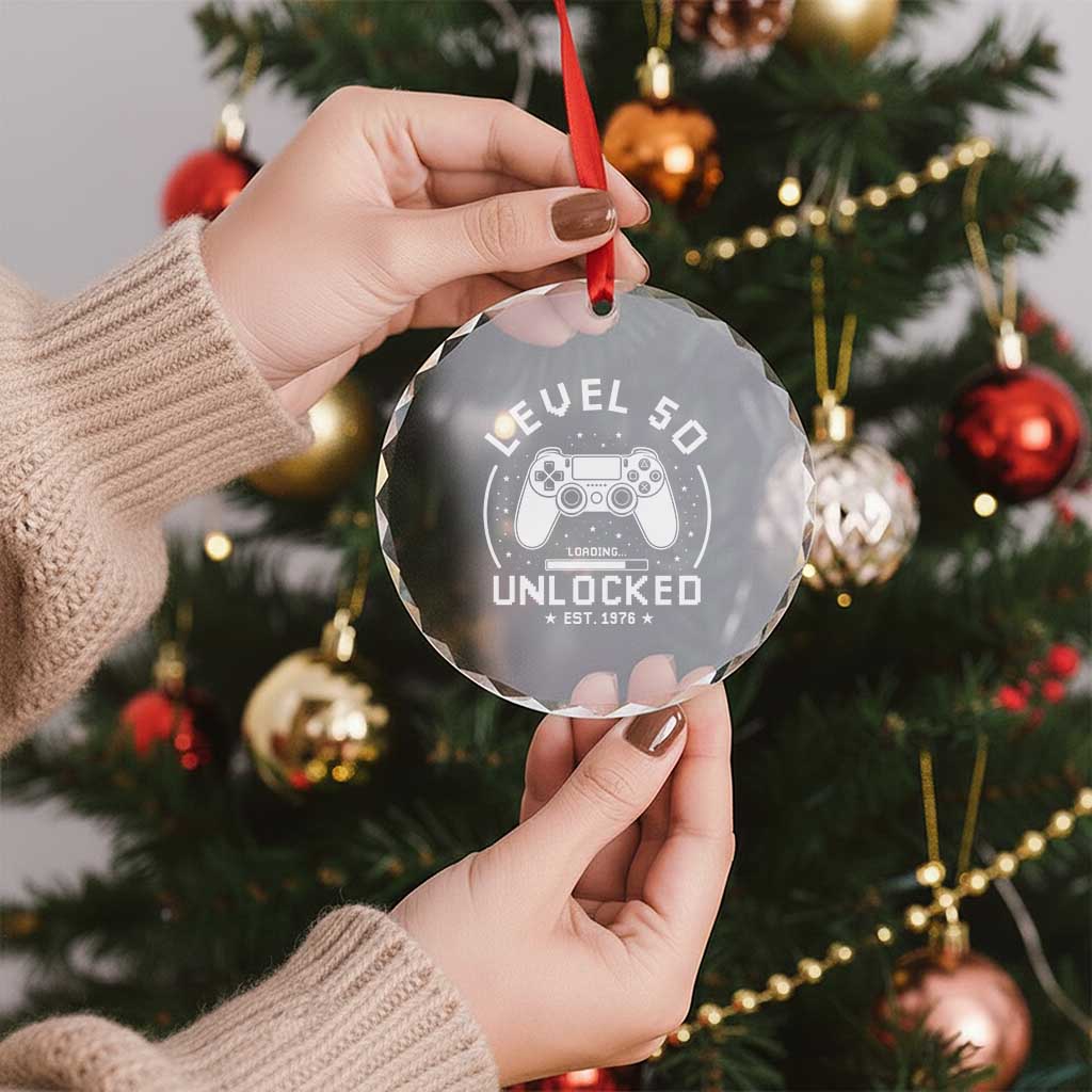 Level 50 Unlocked Video Gamer 50th Birthday Gift Crystal Glass Ornament Vintage 1976 50 Year Old Gift