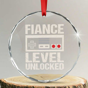 Leveled Fiance Unlocked Crystal Glass Ornament Engagement Gift For Fiancé Bachelor Party TS10 Transparent Glass 3'' Circle Print Your Wear